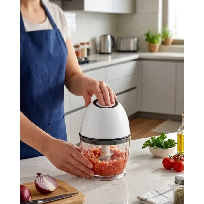 Nevamel® Şarjlı Mutfak Doğrayıcı 450 ML Sebze ve Sarımsak Doğrayıcı