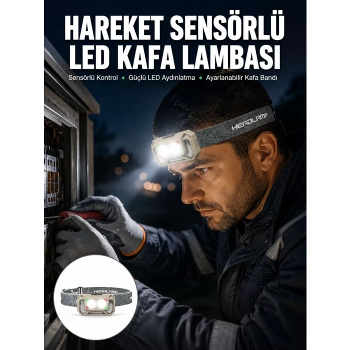 Nevamel® Şarjlı Wave Sensörlü LED Kafa Feneri Outdoor Kullanım Yeni Nesil