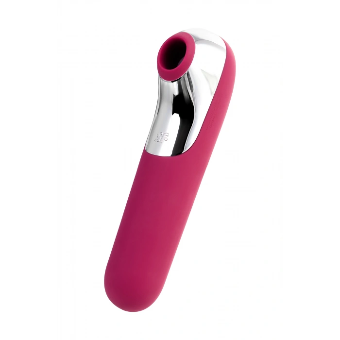 Nevamel® Satisfyer Dual Love Pink Vakum Klitoral Uyarıcı Vibratör, Silikon, Kırmızı, 16 Cm