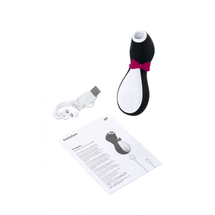 Nevamel® Satisfyer Penguin Vakum Dalgası Klitoris Vibratörü, Silikon, Siyah, 11,5 Cm