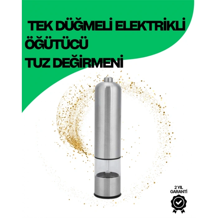 Nevamel Şeffaf Hazneli Elektrikli Tuz Karabiber Öğütücü Pilli Taşınabilir Mutfak Aleti