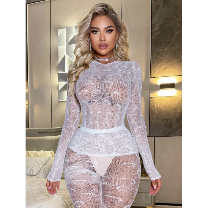 Nevamel® Seksi Leopar Desenli Büyük Beden Fileli Vücut Çorabı - Ultra Esnek ve Şık