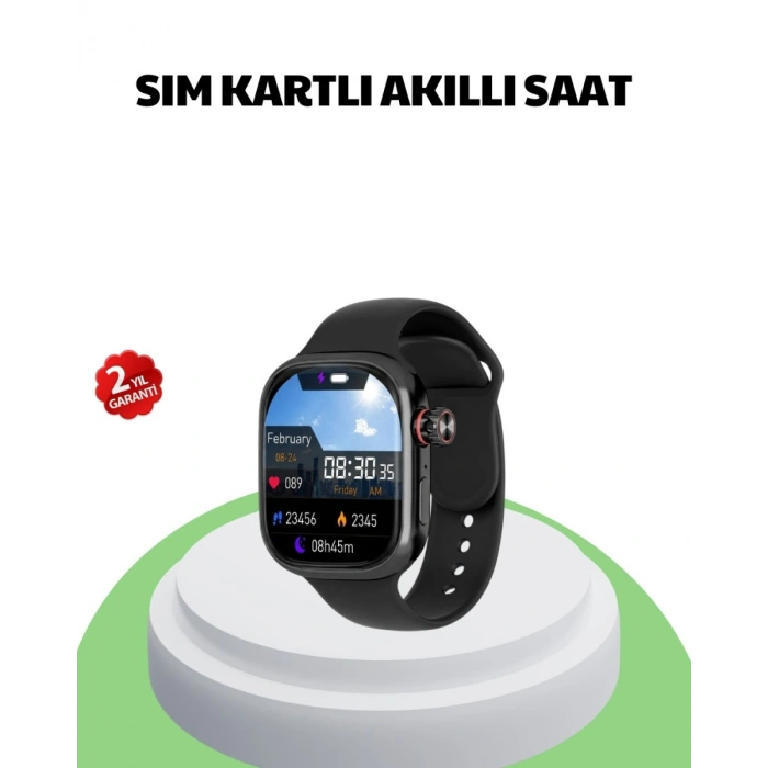 Nevamel® Sesli Arama Özellikli SIM Kartlı Siyah Akıllı Saat