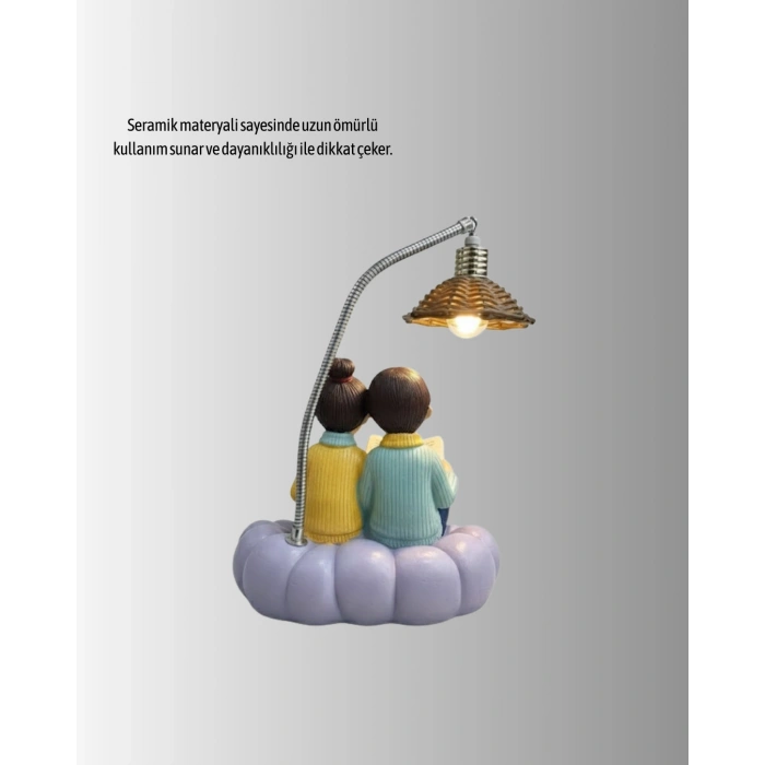 Nevamel® Sevgiliye Özel Çift Figürlü LED Masa Lambası Okuyan Çift Tasarım