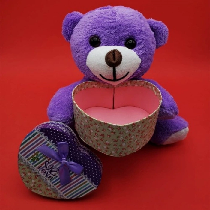 Nevamel  Sevimli Kalp Kutulu Peluş Ayıcık