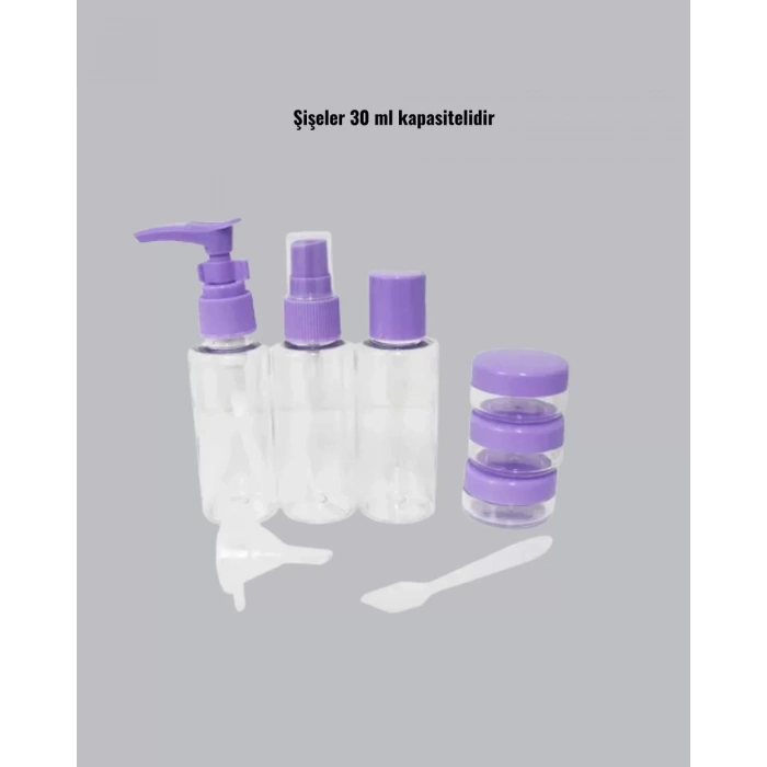 Nevamel® Seyahat Boy Banyo Seti 5’li Mini Şişe ve Krem Kutusu Çantalı