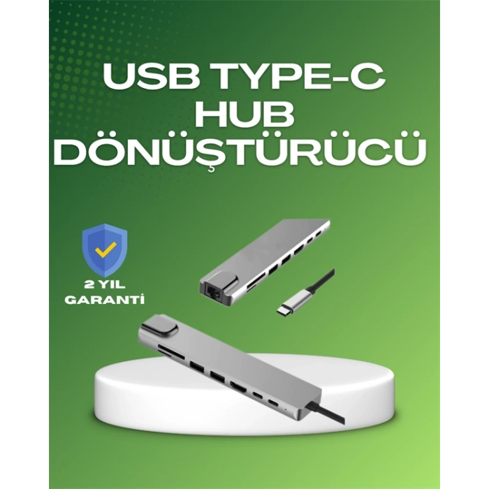 Nevamel Seyahat Dostu 8‑in‑1 Hub – Şarj & Veri & Video & Ağ için Eksiksiz Çözüm