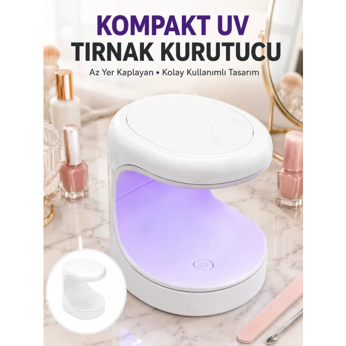Nevamel® Seyehat Tipi Mini Oje Kurutucu Ultraviole Mor Işık Protez Tırnak Kurutucu Yeni Nesil
