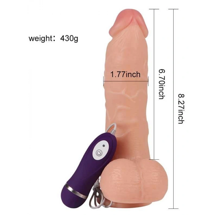 Nevamel® Shequ Adam Vibrating Realistik Vantuzlu Titreşimli Dildo 21 Cm