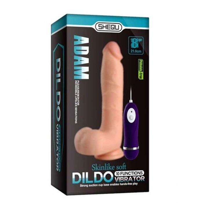 Nevamel® Shequ Adam Vibrating Realistik Vantuzlu Titreşimli Dildo 21 Cm