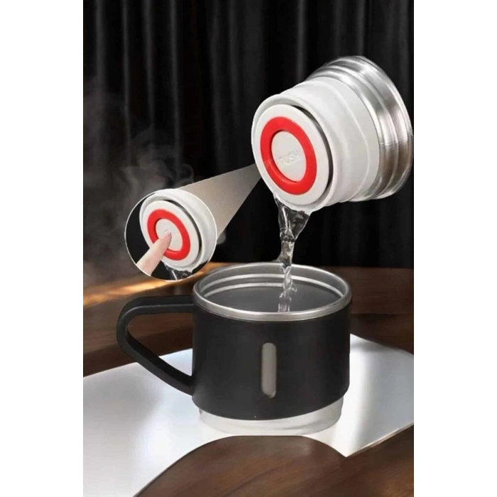 Nevamel Şık ve Dayanıklı 3 Bardaklı Termos Seti Uzun Süre Isı Koruma Özellikli