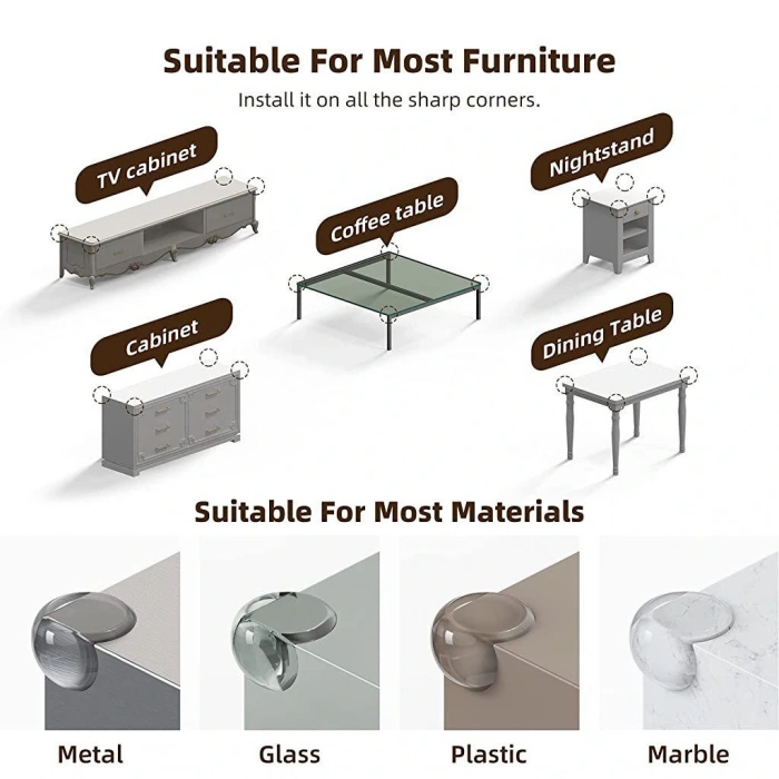 Nevamel Silikon Şeffaf Masa Kenarı Köşe Koruması