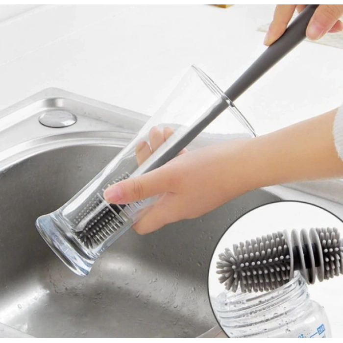 Nevamel Silikon Uzun Saplı Kavanoz Yıkama Fırçası