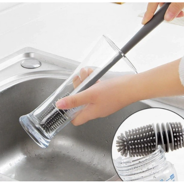 Nevamel Silikon Uzun Saplı Kavanoz Yıkama Fırçası