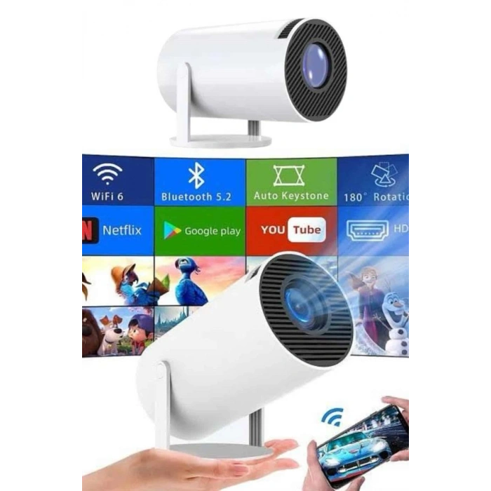 Nevamel Sinema Projektörü Android HDMI USB WİFİ Ses Çıkışlı Ayaklı Projeksiyon Taşınabilir