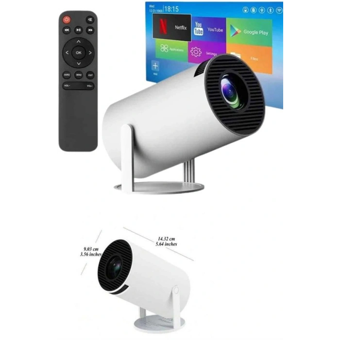 Nevamel Sinema Projektörü Android HDMI USB WİFİ Ses Çıkışlı Ayaklı Projeksiyon Taşınabilir