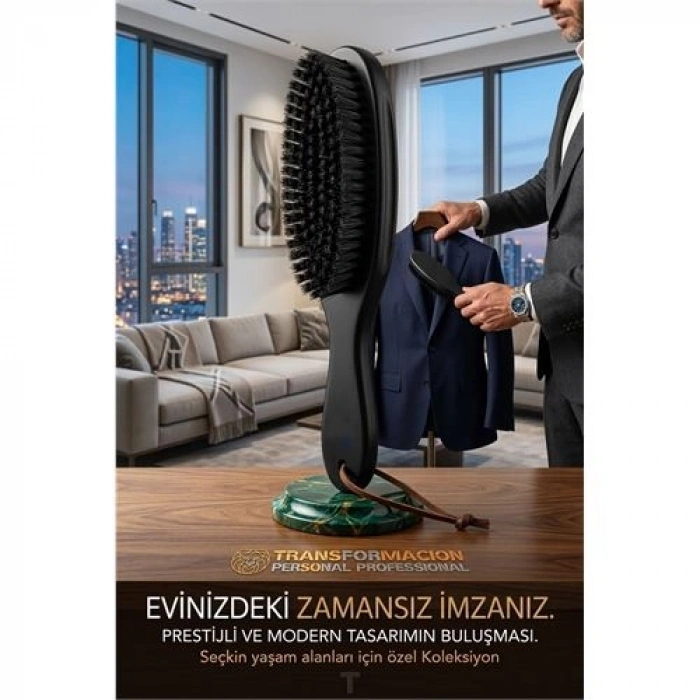 Nevamel® Siyah Ahşap Elbise Fırçası - Premium Deri İpli Pantolon ve Ceket Bakımı 722944