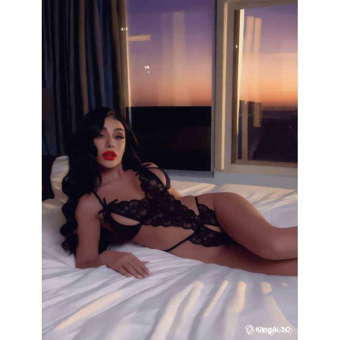 Nevamel® Siyah Dantelli Özel Bölgesi Açık Fantazi Babydoll