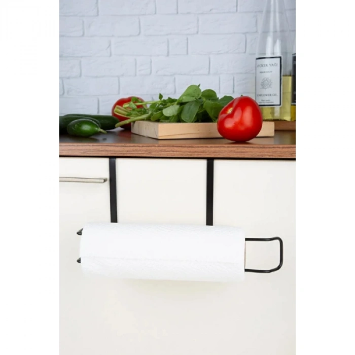 Nevamel Siyah Dolap İçi Kağıt Havluluk Askı