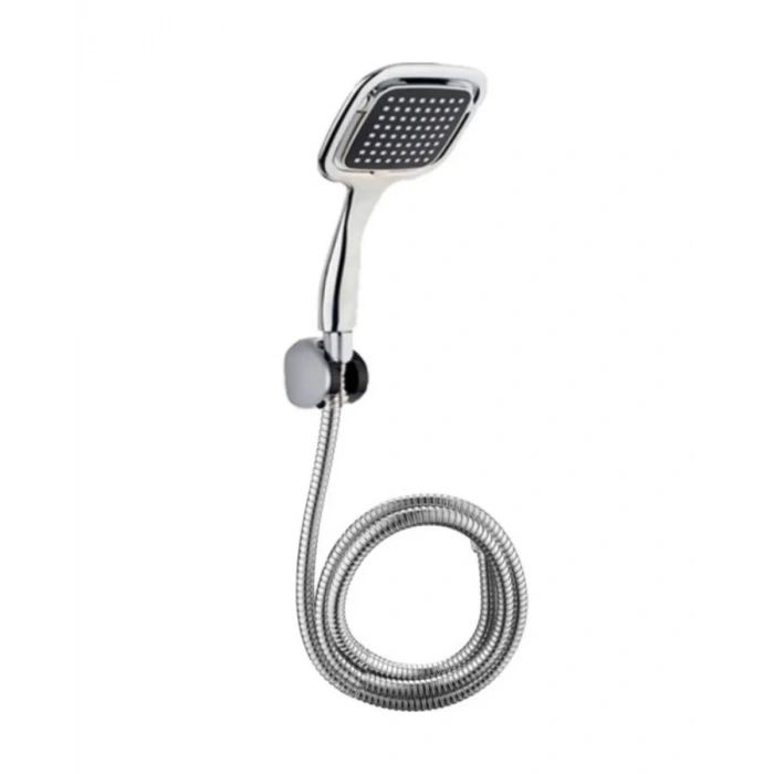 Nevamel® Siyah Duş Başlığı Seti Spiral Hortumlu El Duşu ve Duvar Askısı Banyo Seti