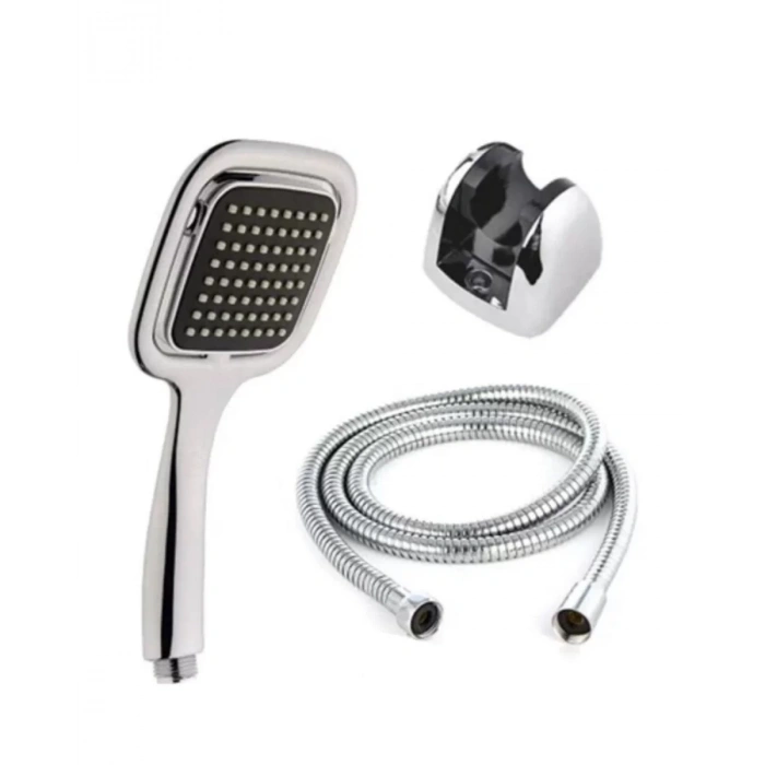 Nevamel® Siyah Duş Seti El Duşu Başlığı Spiral Hortum Dayanıklı Banyo Duş Aksesuarı