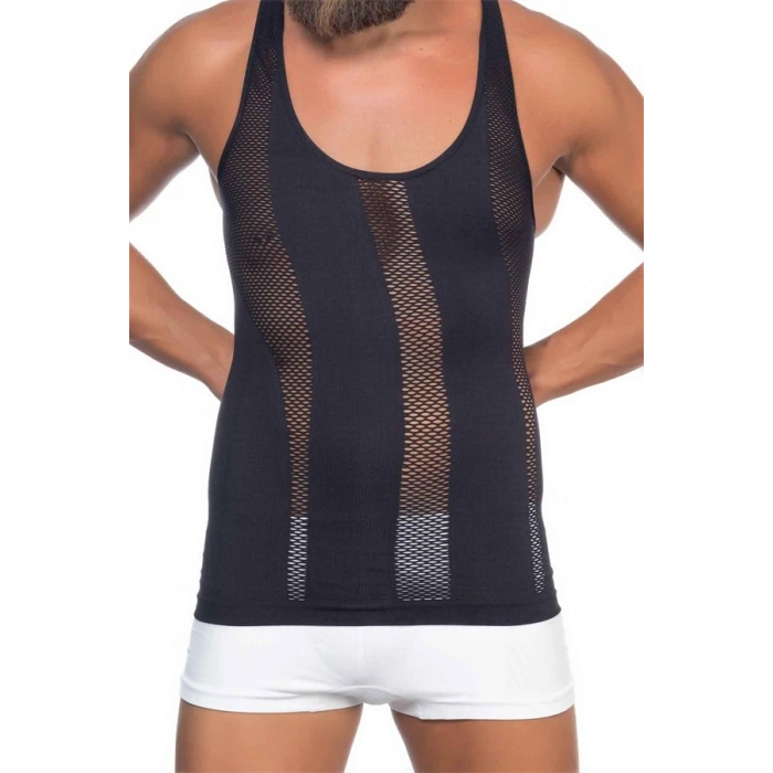 Nevamel® Siyah Fileli Erkek Korse Atlet