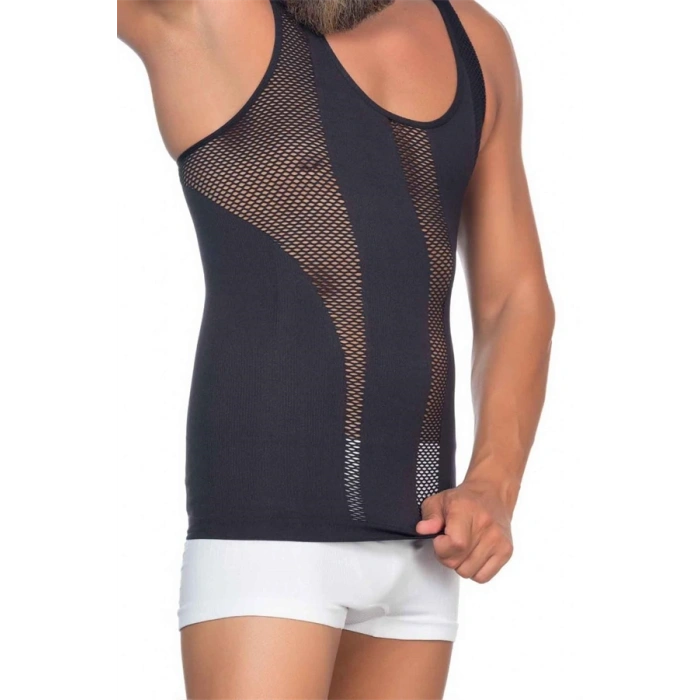 Nevamel® Siyah Fileli Erkek Korse Atlet