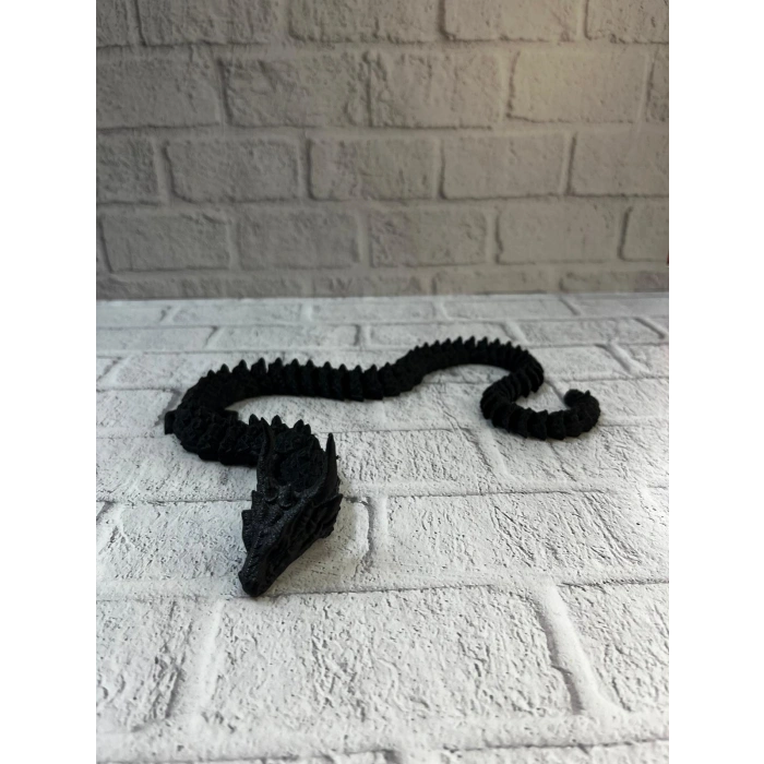 Nevamel® Siyah Hareketli Ejderha Figürü Esnek Gövdeli Dekoratif Tasarım 60 cm