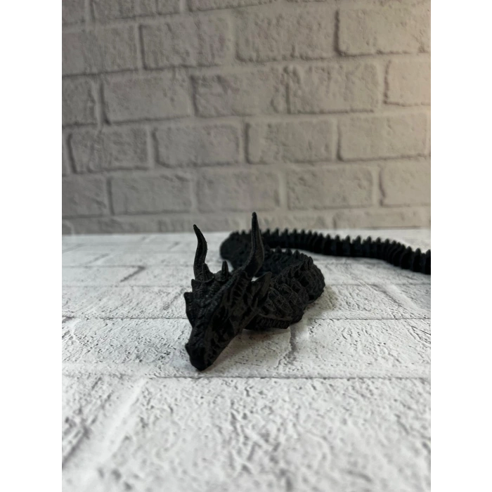 Nevamel® Siyah Hareketli Ejderha Figürü Esnek Gövdeli Dekoratif Tasarım 60 cm