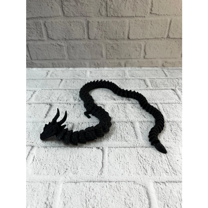 Nevamel® Siyah Hareketli Ejderha Figürü Esnek Gövdeli Dekoratif Tasarım 60 cm