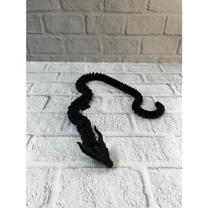 Nevamel® Siyah Hareketli Ejderha Figürü Esnek Gövdeli Dekoratif Tasarım 60 cm