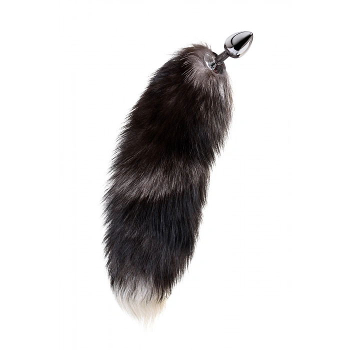 Nevamel® Siyah-Kahverengi Tilki Kuyruğu Olan Metal Anal Kovanı, Metal, Gümüş, 45 Cm, Ø 2,7 Cm