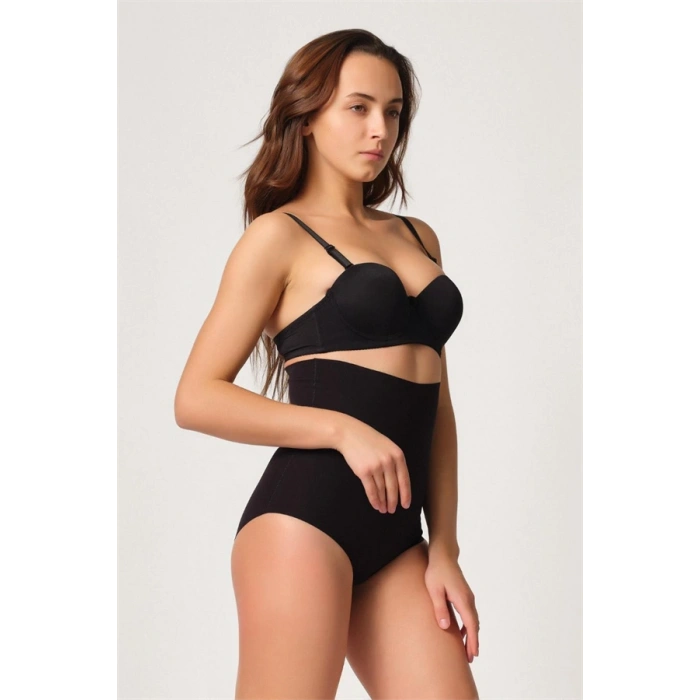 Nevamel® Siyah Mi Emay 2708 Lazer Yüksek Bel Kesim Slip Hayalet Korse (Kod:2708)