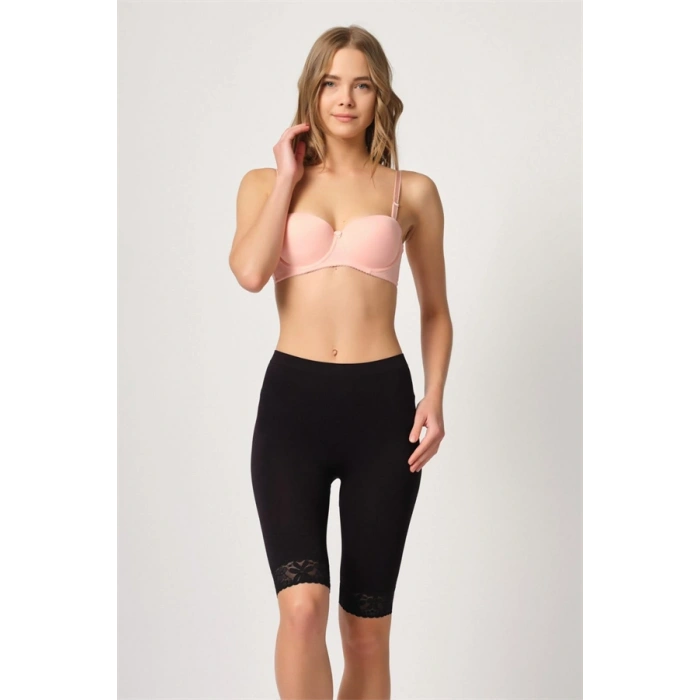 Nevamel® Siyah Mi Emay 3004 Soft Uzun Paça Dantel Boxer (Kod:3004)