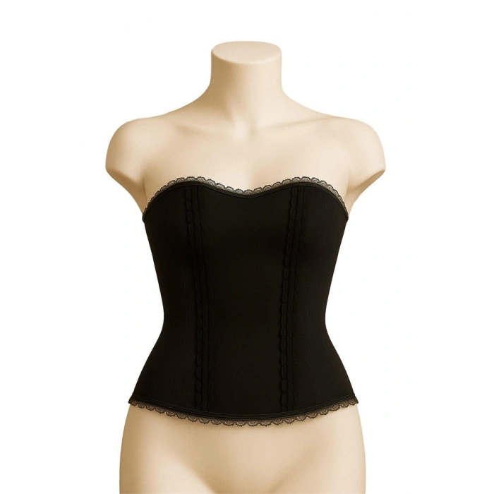 Nevamel® Siyah Mi Emay 9155 Fırfırlı Terletici Büstiyer (Kod:9155)