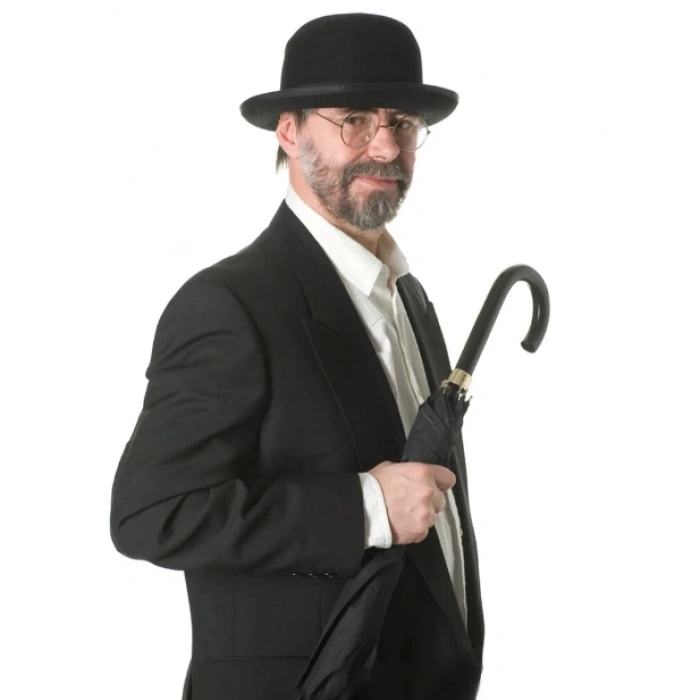 Nevamel Siyah Renk Yetişkin Boy Retro Bowler Derby Şapkası 58 cm