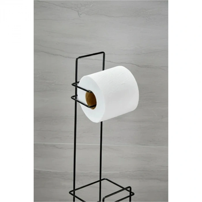 Nevamel® Siyah Standlı Yedek Hazneli Tuvalet Kağıtlığı