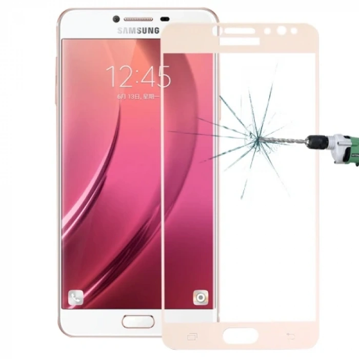 Nevamel SM Galaxy C8  J7+ Plus 3D Full Kaplama Kırılmaz Cam Ekran Koruyucu-(5775)