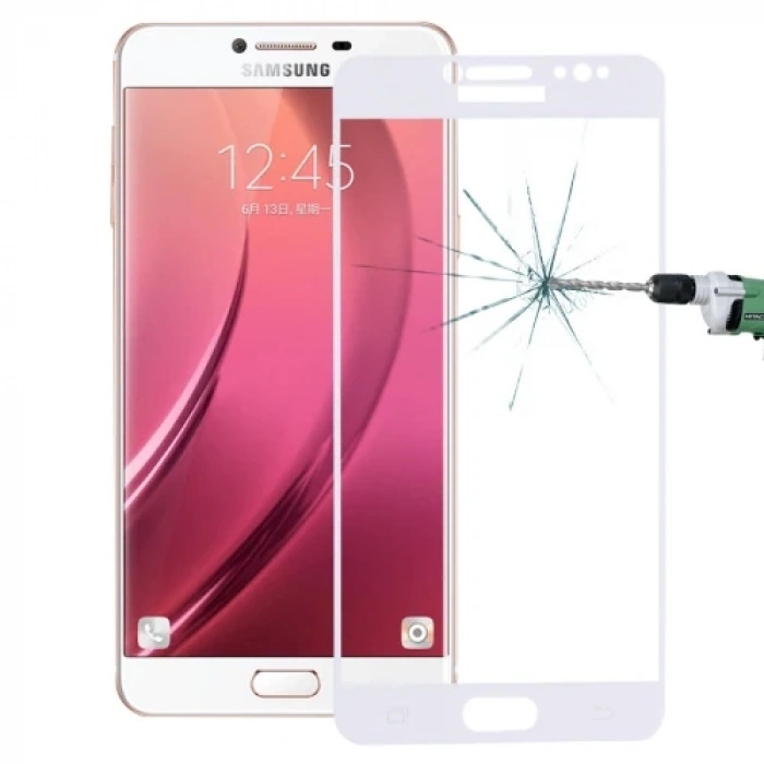 Nevamel SM Galaxy C8  J7+ Plus 3D Full Kaplama Kırılmaz Cam Ekran Koruyucu-(5775)