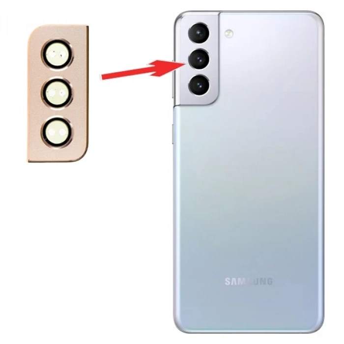 Nevamel Sm Galaxy S21 Plus G996 Metal Çerçeveli Kamera Lens Koruyucu Full Set-(5775)