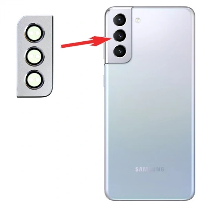 Nevamel Sm Galaxy S21 Plus G996 Metal Çerçeveli Kamera Lens Koruyucu Full Set-(5775)