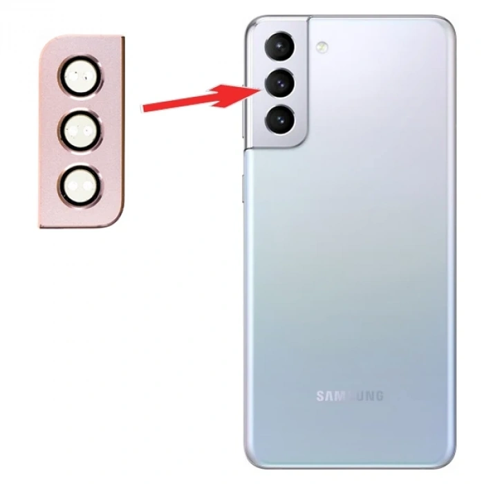 Nevamel Sm Galaxy S21 Plus G996 Metal Çerçeveli Kamera Lens Koruyucu Full Set-(5775)