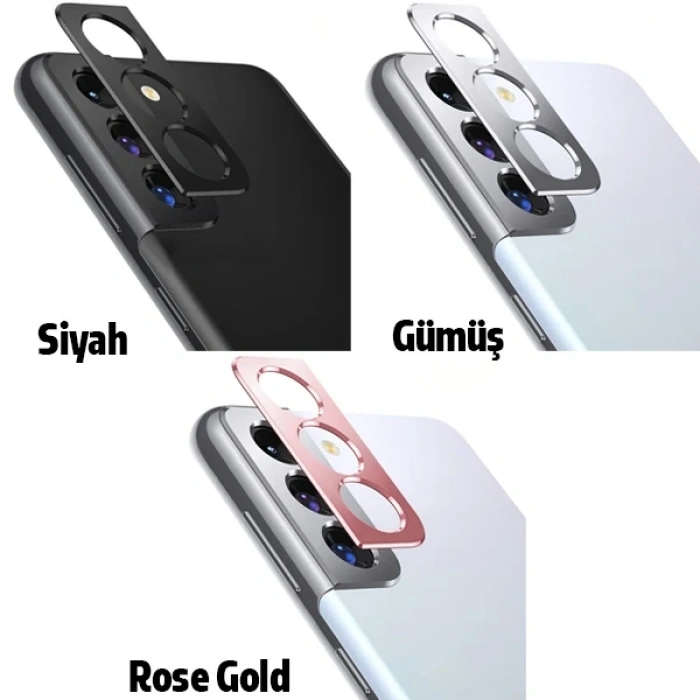 Nevamel SM Galaxy S21 / S21+ 3D Metal Kamera Koruyucu Metal Lens-(5775)