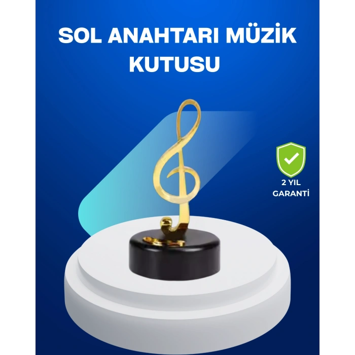 Nevamel® Sol Anahtarı Figürlü Dönen Müzik Kutusu Altın Renk Dekoratif