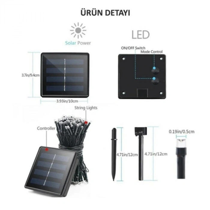 Nevamel Solar 100 Ledli 12 Metre Bahçe Aydınlatma