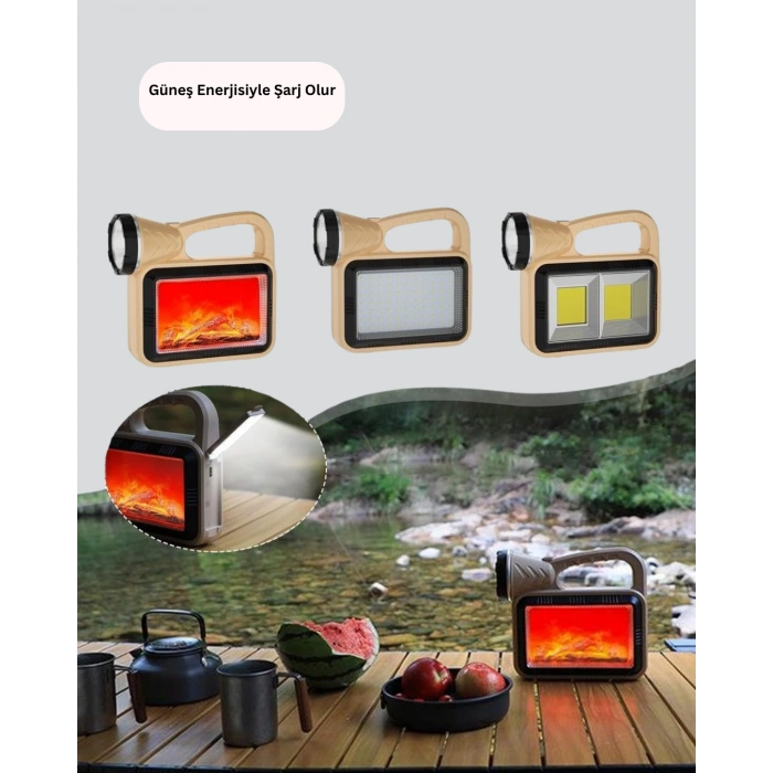 Nevamel Solar COB Alev Efektli Lamba – Güneş Enerjili Suya Dayanıklı Taşınabilir