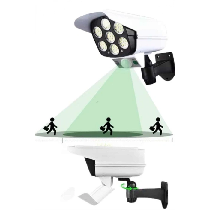 Nevamel® Solar Lamba Kamera Görünümlü Duvar Lambası Dönebilen Bahçe Aydınlatması