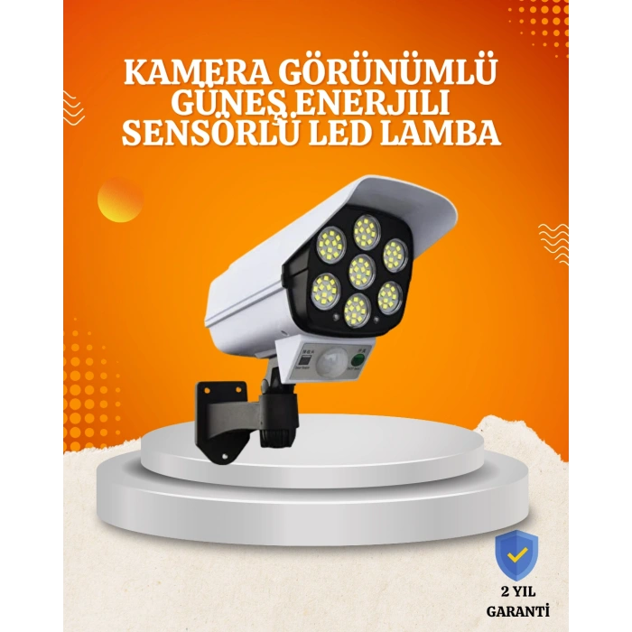 Nevamel® Solar Şarjlı Hareket Sensörlü LED Dış Mekan Lambası Kamera Tasarımlı Güvenlik Işığı