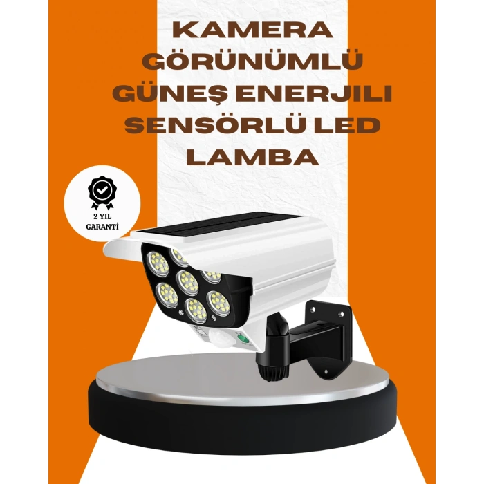 Nevamel® Solar Şarjlı Kamera Tasarımlı LED Duvar Lambası Hareket Sensörlü Dış Mekan Aydınlatma