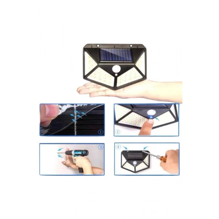 Nevamel® Solar Sensörlü Duvar Lambası Bahçe Lambaso Parlak Beyaz Işık Suya Dayanıklı